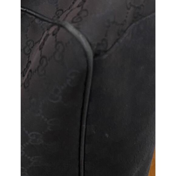 Gucci Black GG Monogram Canvas and Leather Positano Tote Gold Hardware - Picture 7 of 15